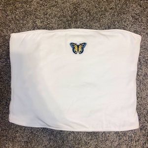 Hollister White Butterfly Tube Top Size S/M